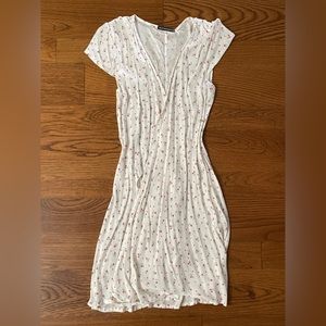Brandy Melville white floral wrap dress (WORN ONCE)